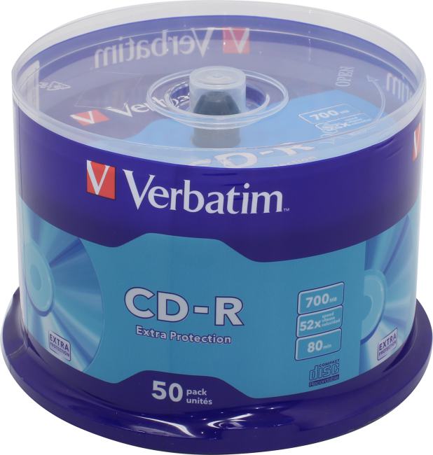 CD R Verbatim 700Mb 52x sp на шпинделе купить цена и характеристики