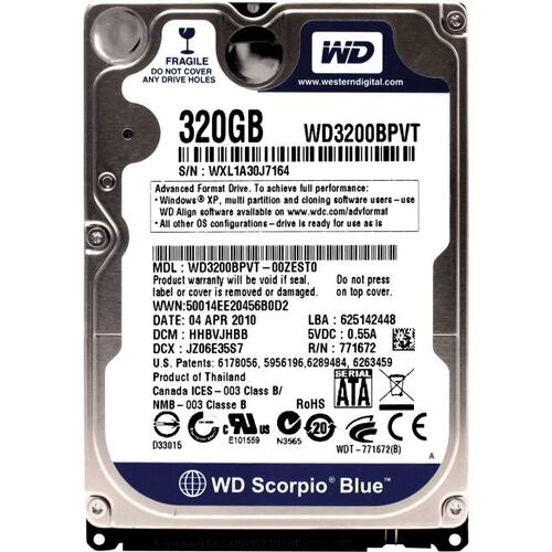 Western Digital WD3200BPVT 320 Гб, вид сверху