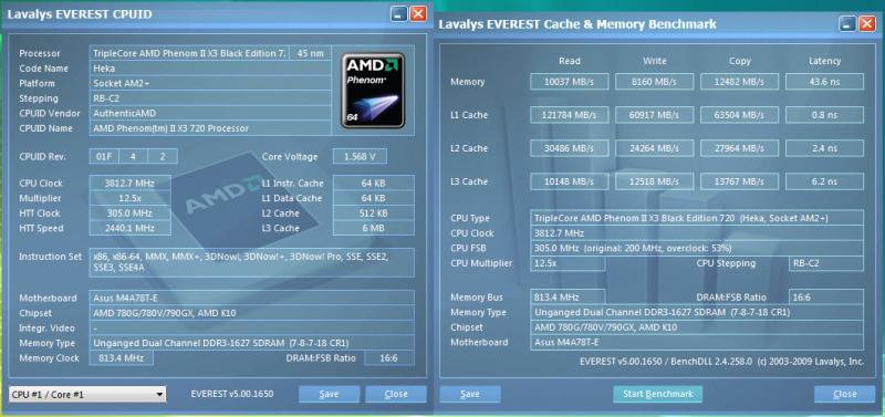 CPU/HTT Phenom II X3 720 BE Lavalys