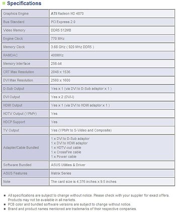 ASUS Matrix   Radeon HD 4870