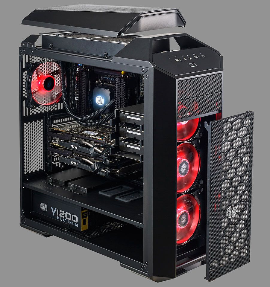 Case 5. Cooler Master Master Case. Корпус для ПК С Cooler Master v10. Корпус на 2 видеокарты. Хорошая вентиляция корпуса компьютера.