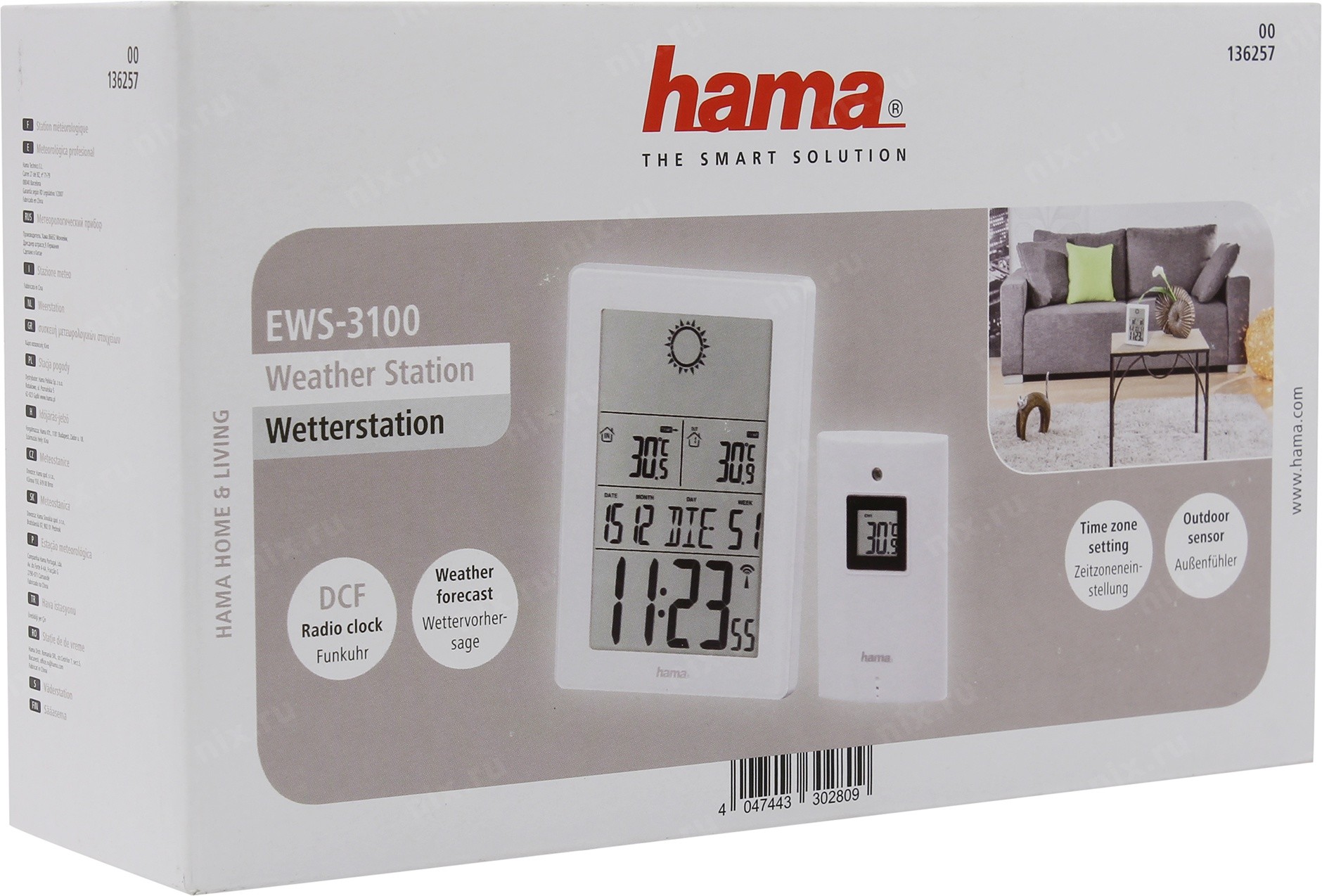 Hama ews 430 датчик наружной температуры схема Метеостанция Hama EWS-3100 White - купить в городе РАМЕНСКОЕ