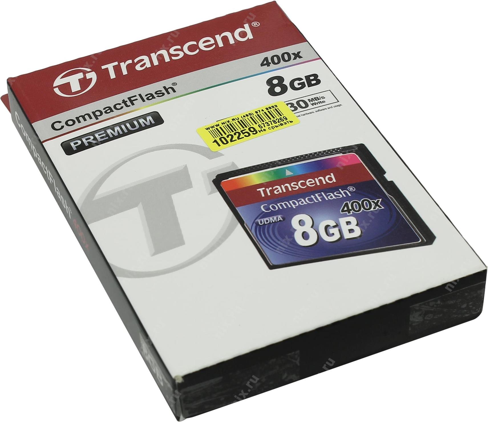 Карта памяти transcend compact flash standard ts8gcf133 8gb