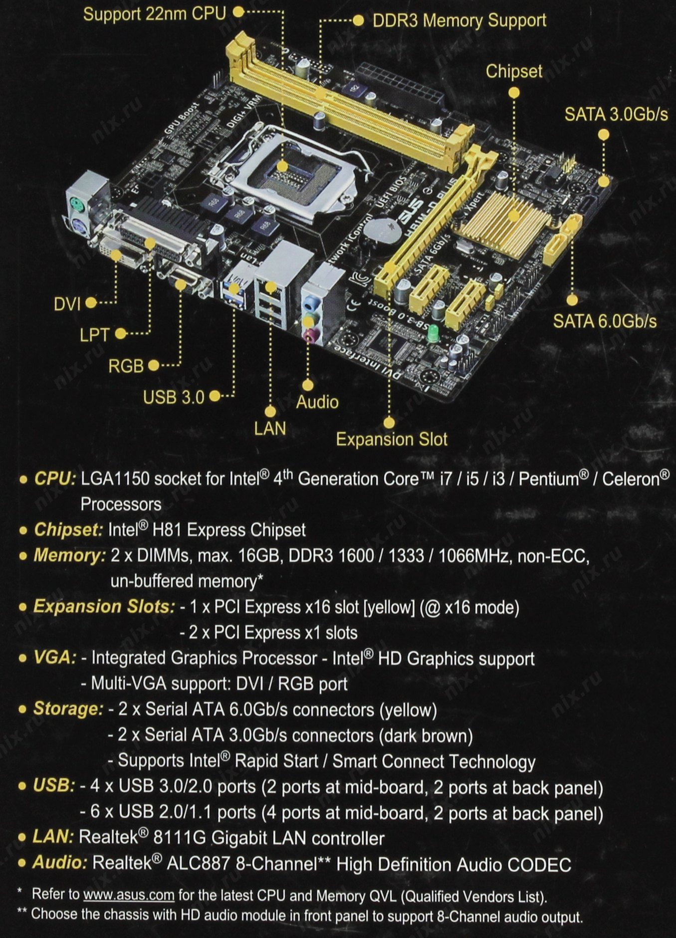 Материнская плата asus h81m k схема подключения