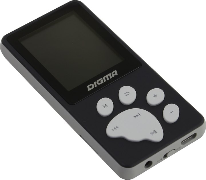Проигрыватель Digma S4 <S4BG-Black-Grey> (MP3 Player,FM Tuner,8Gb,MicroSD,LCD 1.8",диктофон,USB,Li-Pol)