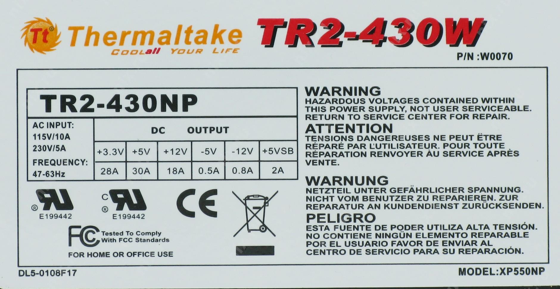 Схема thermaltake tr2 500w