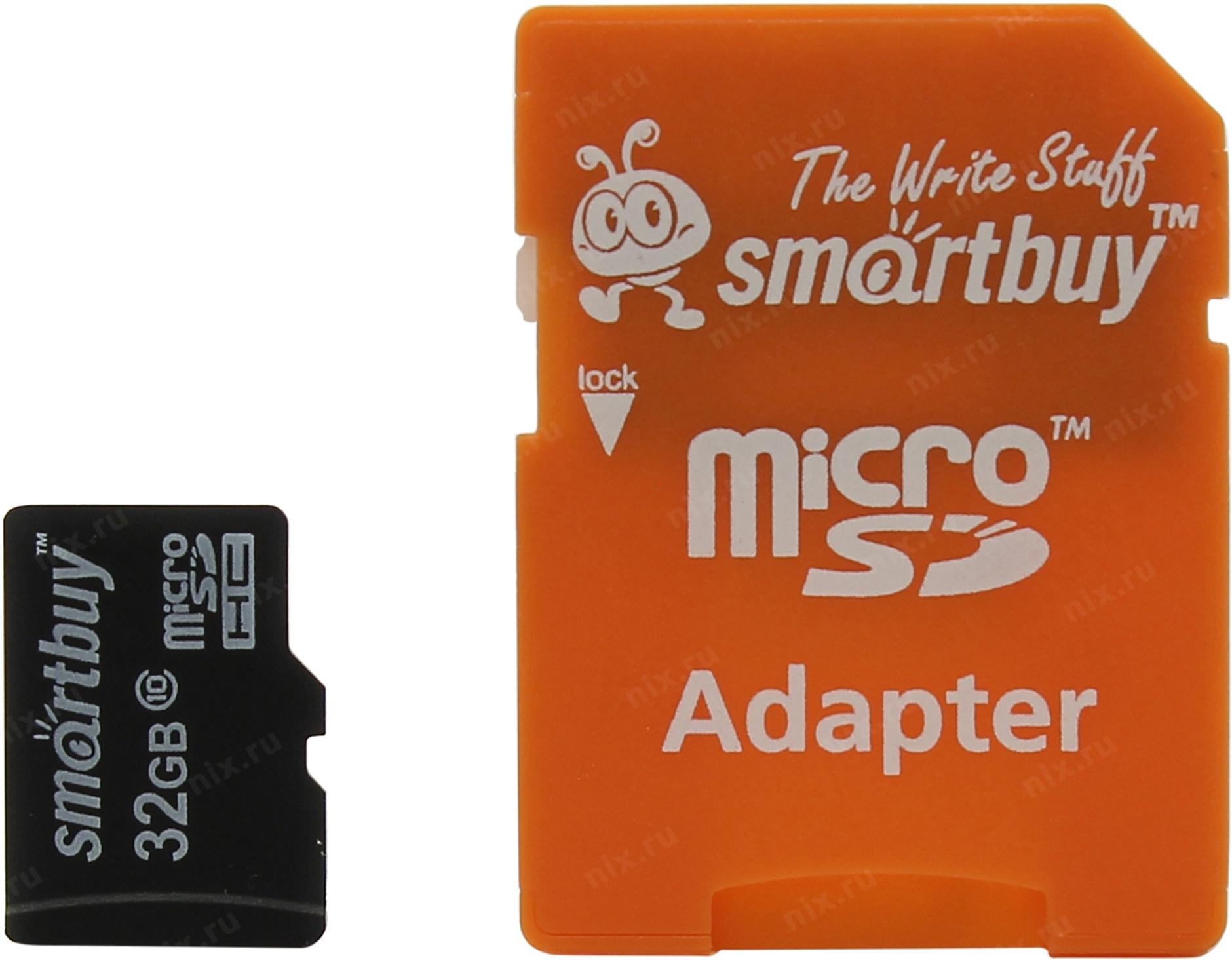 Карта памяти smartbuy microsd 32gb class 10 sb32gbsdcl10 01 адаптер