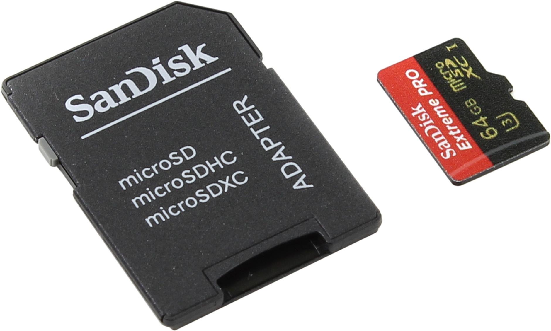 Карта памяти microsdxc uhs i u3 sandisk extreme 64 гб