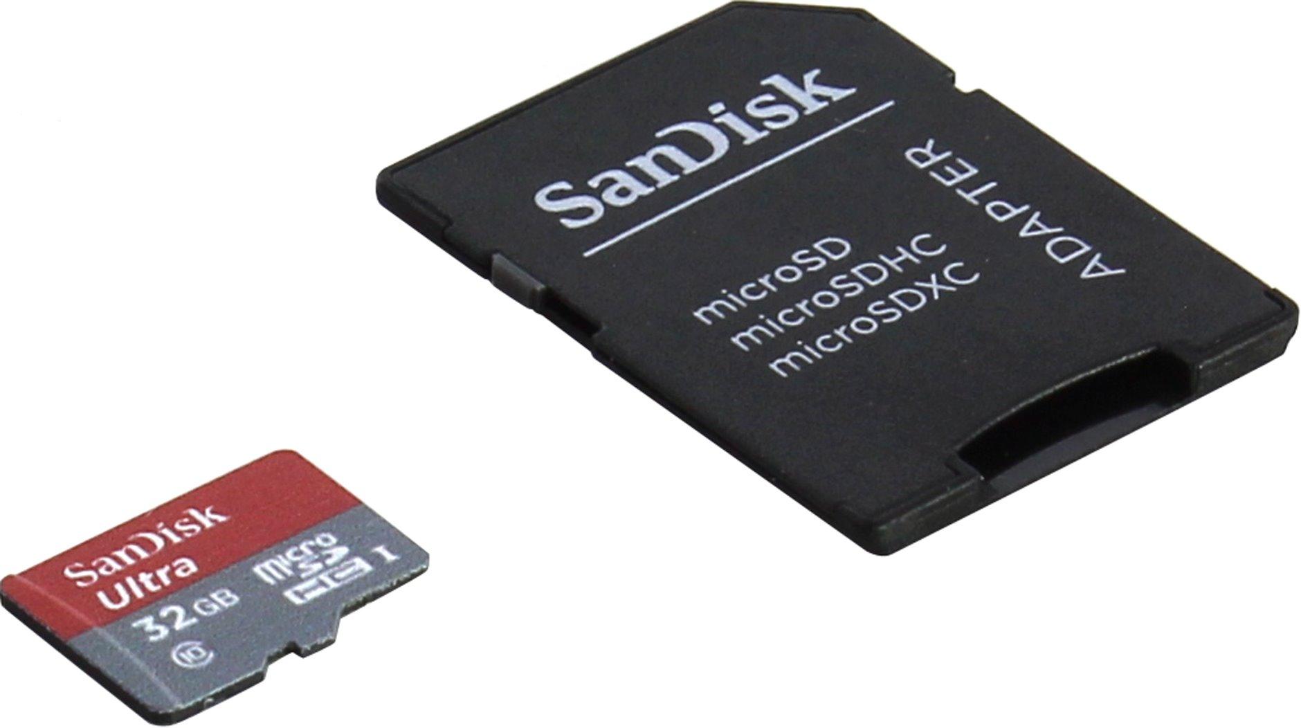 Карта памяти sandisk ultra 32gb uhs i адаптер sdsqua4 032g gn6ma