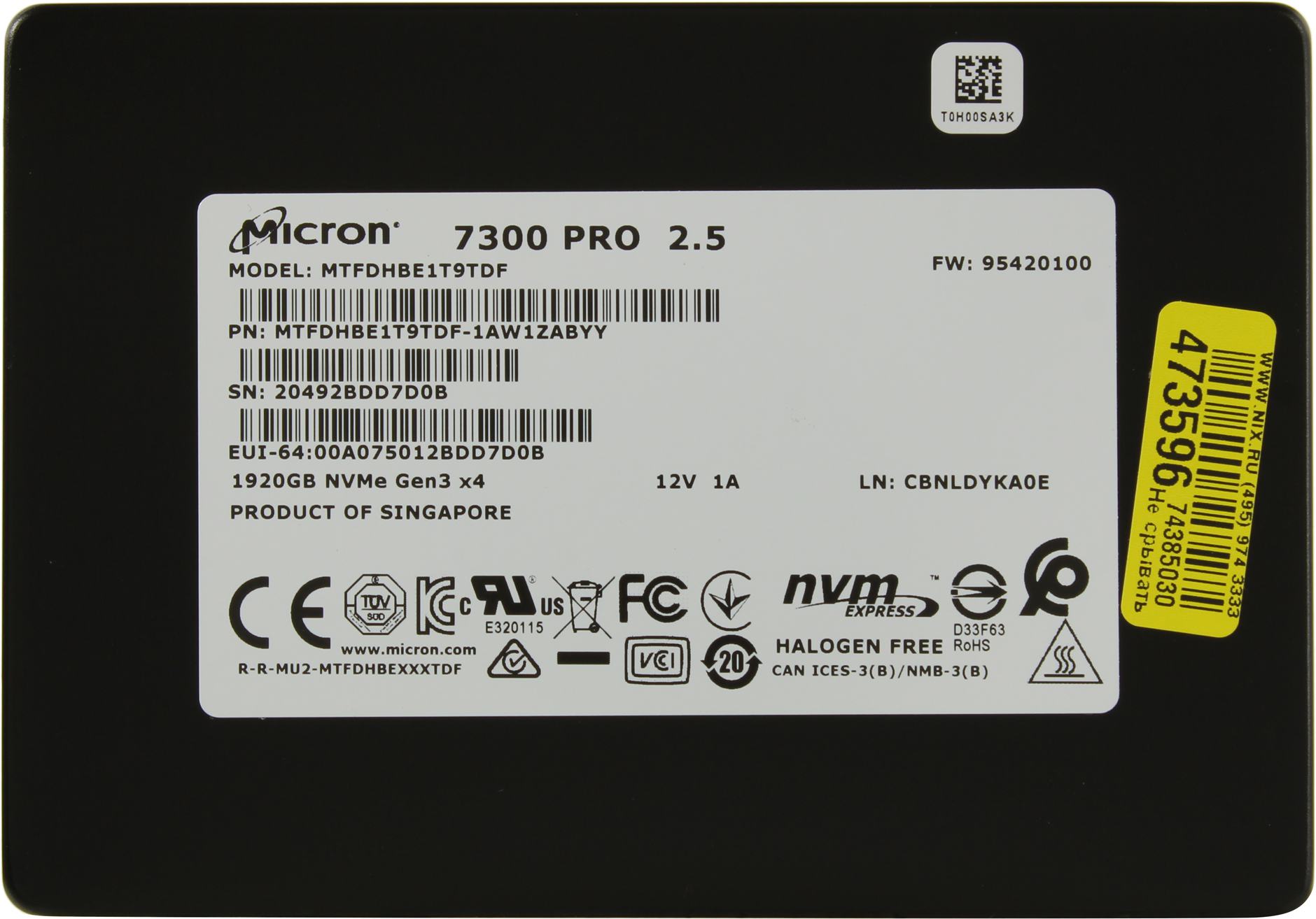 Ssd Disk Micron 7300 Pro 1 92 Tb Mtfdhbe1t9tdf 1aw1zabyy U 2 Kupit Cena I Harakteristiki Otzyvy