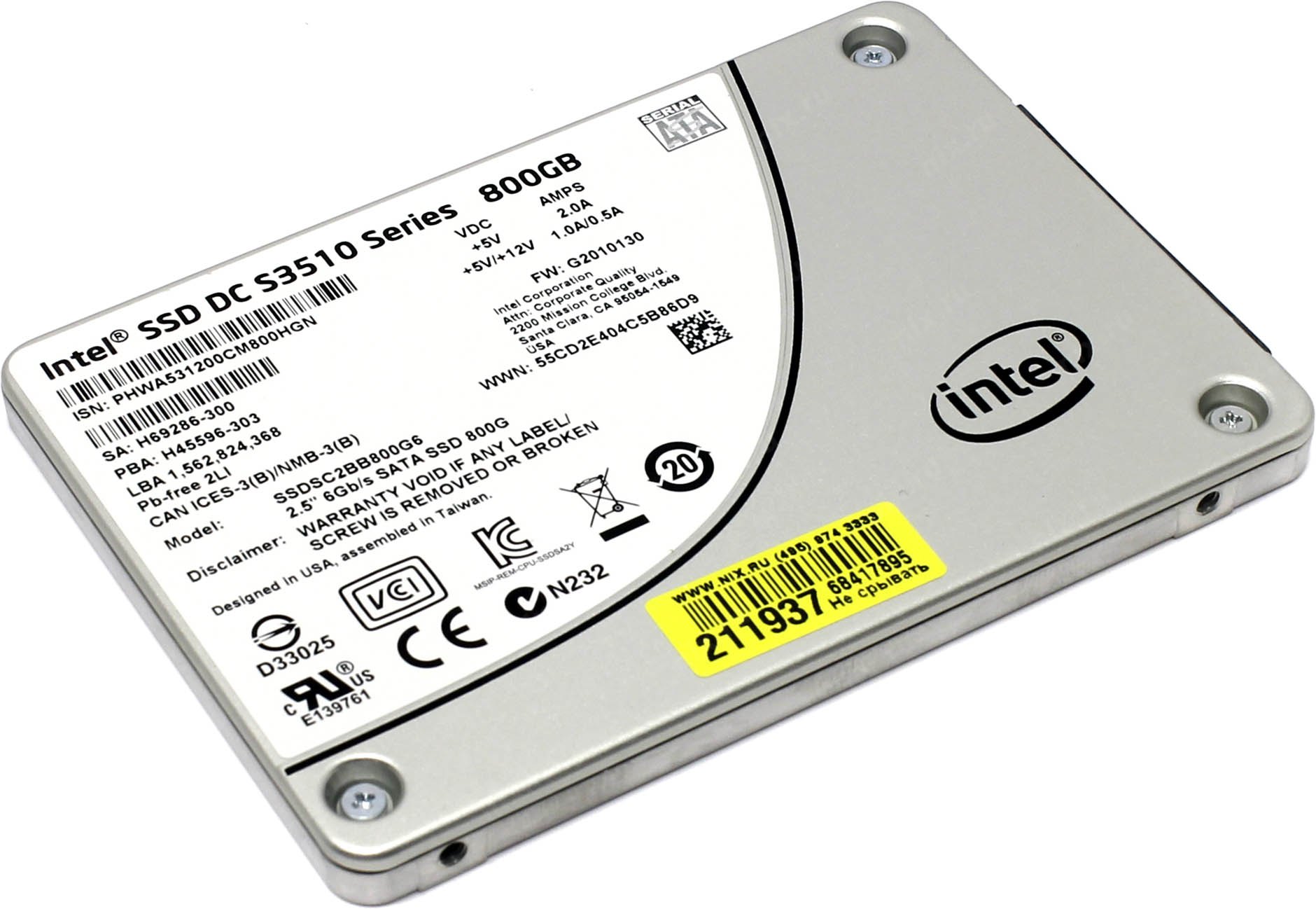 SSD Intel DC S3510 800 Гб SSDSC2BB800G601 SATA — купить, цена и 