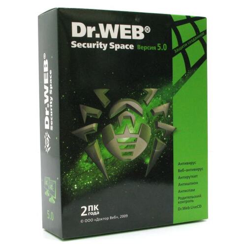 Антивирусное ПО (продление лицензии) Доктор Веб Dr.WEB Security Space 5.0 BOX 2 ПК 2 года