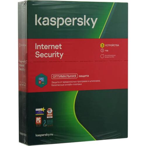 Антивирусное ПО Касперский Internet Security KL1939RBCFS BOX 3 ПК 1 год