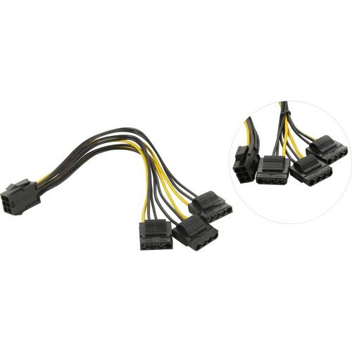 Кабель для блоков питания 6 pin -> 3x Мolex 6-pin питание видеокарты -> 3 x питание вентилятора Molex 0.2 м.