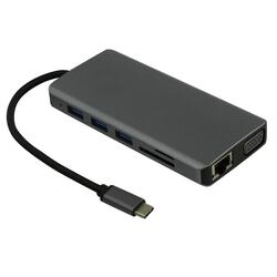 KS-is <KS-450> Кабель-адаптер USB-C -> HDMI(F)+VGA(F)+audio+LAN+CR+4xUSB3.0+USB-C port