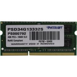 Модуль памяти Patriot SO-DIMM DDR3 DIMM 4 Гб PC3-10600 1 шт. (PSD34G13332S)