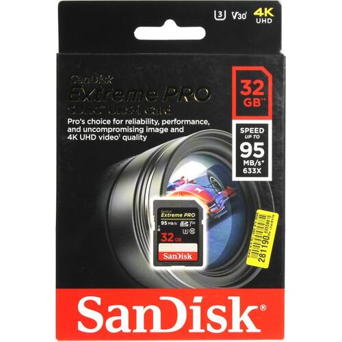SDHC карта Sandisk Extreme Pro SDSDXXG-032G-GN4IN 32 Гб V30, UHS-I Class 3 (U3), Class 10
