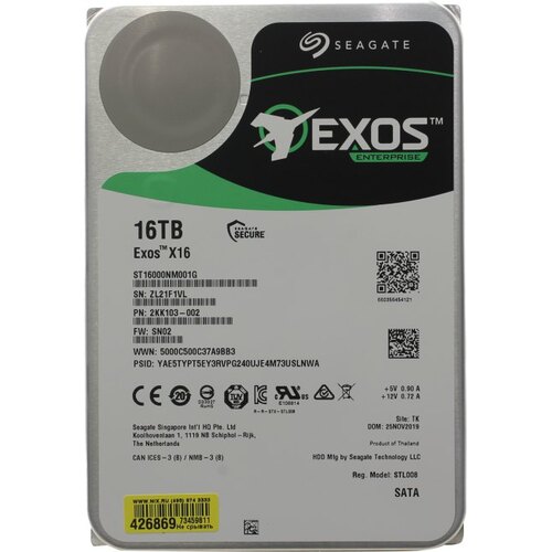 Жесткий диск Seagate Exos X16 16 Тб ST16000NM001G SATA — купить, цена и характеристики, отзывы