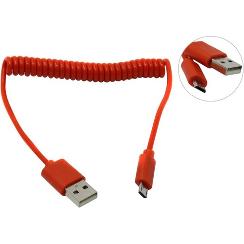 Кабель USB 2.0 A -> micro-B SmartBuy iK-12sp 1 метр. Спиральный кабель не может быть вытянут на номинальную длину без риска повреждения кабеля или разъемов.