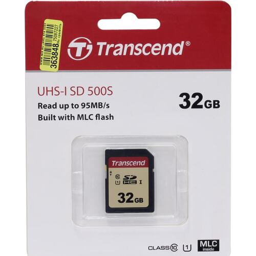 SDHC карта Transcend 500S TS32GSDC500S 32 Гб UHS-I Class 1 (U1), Class 10