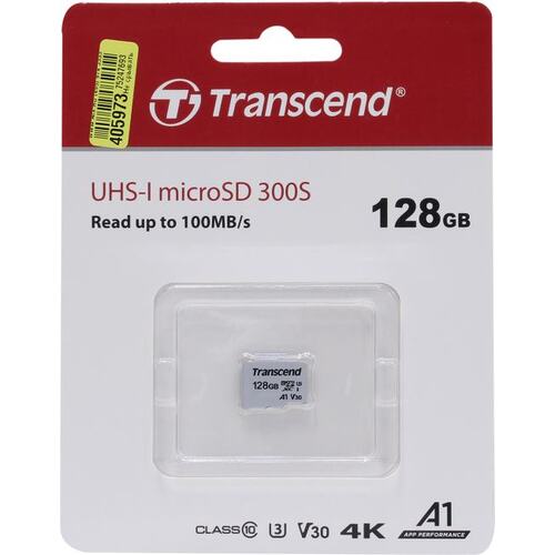 MicroSDXC карта Transcend 300S TS128GUSD300S 128 Гб A1, V30, UHS-I Class 3 (U3), Class 10