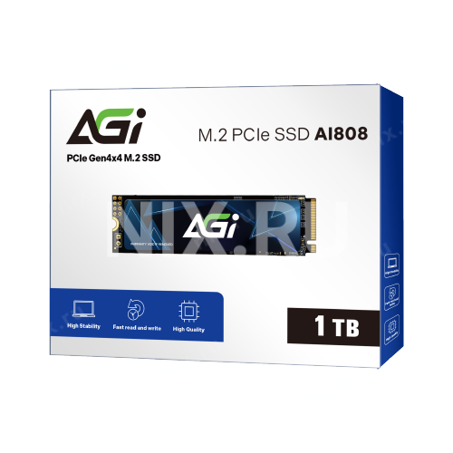 Накопитель SSD AGi PCIe 4.0 x4 1TB AGI1T0G80AI808 AI808 M.2 2280