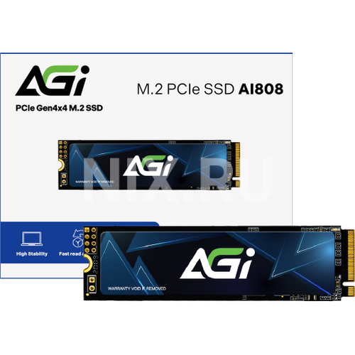 Накопитель SSD AGi PCIe 4.0 x4 2TB AGI2T0G80AI808 AI808 M.2 2280