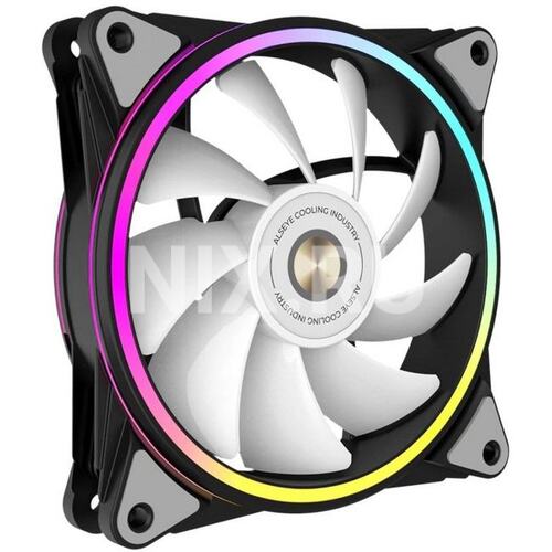 Вентилятор ALSEYE HALO PRO B-P (rubber screw) 120mm, hydraulic, 800~2100rpm, 51.87CFM, 26dBA, ARGB. PWM, Black, RTL