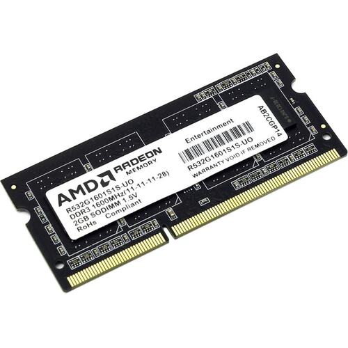 Модуль памяти AMD Radeon Entertainment <R532G1601S1S-UO> SO-DIMM DDR3 1x 2 Гб <PC3-12800>