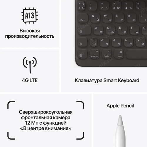 MK663VC/A Планшет Apple iPad 2021 A2603 A13 Bionic 6С RAM3Gb ROM64Gb 10.2" IPS 2160x1620 4G 1Sim iOS серый космос 8Mpix