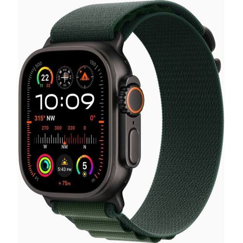 Смарт-часы Apple Watch MX4R3ZP/A Ultra 2 2024 A2986 49мм OLED корп.черный титан Alpine loop рем.темно-зеленый разм.брас