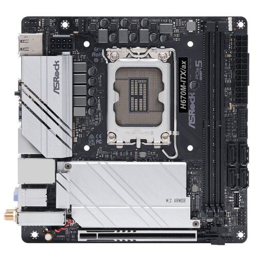 Материнская плата Socket LGA1700 ASRock H670M-ITX/AX 2DDR4 Mini-ITX с высокой заглушкой