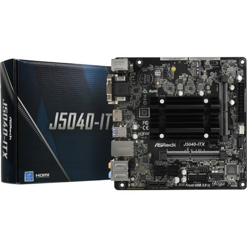 Материнская плата Предустановленный процессор Intel Pentium Silver J5040 (2 - 3.2 ГГц, 4 ядра, 10 Вт) ASRock J5040-ITX 2SO-DIMM DDR4 Mini-ITX с высокой заглушкой
