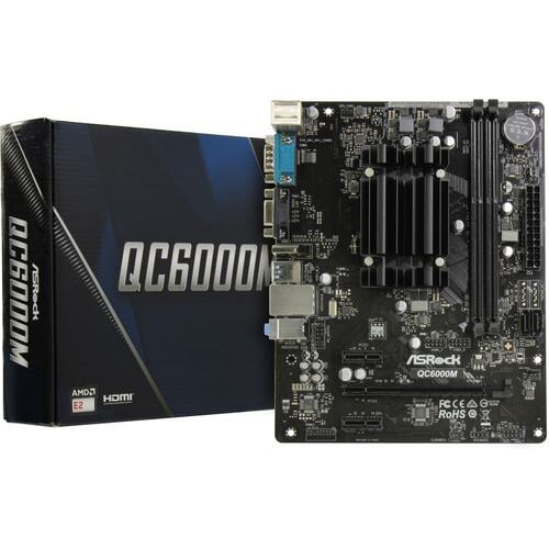 Материнская плата Предустановленный процессор AMD E2-6110 APU (1.5 ГГц, 4 ядра, 15 Вт) ASRock QC6000M 2DDR3 MicroATX