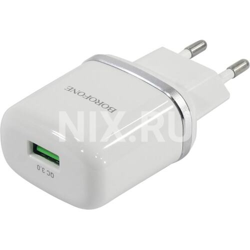 Зарядка USB-устройств от 220В BOROFONE BA36A White USB Type A "мама" (18 Вт)