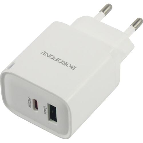 Зарядка USB-устройств от 220В BOROFONE BA83A Flare Star White USB Type A "мама", USB Type C "мама" (20 Вт)