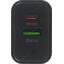 Зарядка USB-устройств от 220В BOROFONE BA88A Navy Set Black USB Type A "мама", USB Type C "мама" (20 Вт), вид спереди