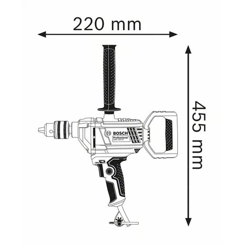 Дрель безударная Bosh GBM 1600 RE <06011B0000> (850Вт, 0-630 об/мин, 11 Нм, сталь/дерево-16/40мм, вес - 3 кг)
