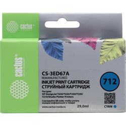 Картридж Cactus CS-3ED67A (№712) Cyan для HP DesignJet T210/230/250/630/650 (восстановлен из б/у)