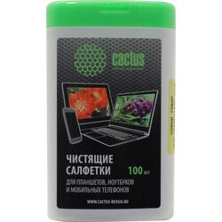 Cactus <CS-T1005> Чистящие салфетки для планшетов, ноутбуков и смартфонов (100шт)