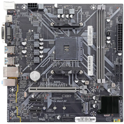 CBR B450 { Chipset B450, Socket AM4, 2*DDR4, mATX, VGA+HDMI, 1*PCIEx16,1*PCIEx1,1*M.2(NVME & SATA), 4*SATA3, 2*USB2.0 +