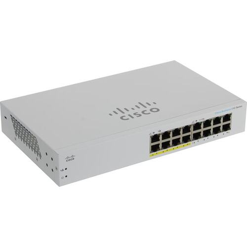 Cisco <CBS110-16PP-EU> Неуправляемый коммутатор (16 x 1 Гбит/с, 8 портов IEEE 802.3at (PoE+))