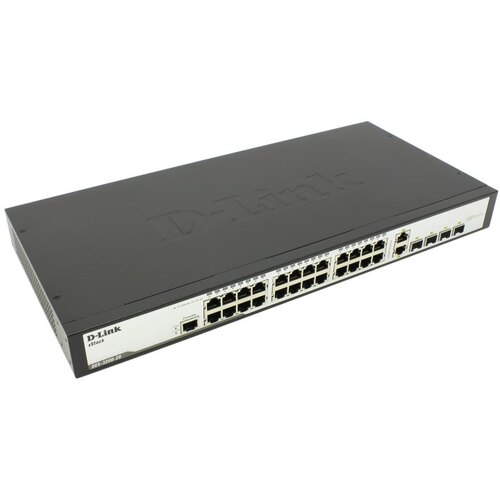 D-Link <DES-3200-28> Управляемый коммутатор (4 x 1 Гбит/с + 24 x 100 Мбит/с, 2 x SFP)