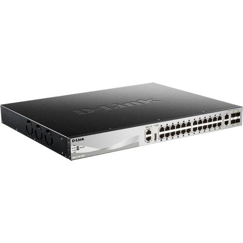 D-Link <DGS-3130-30PS/B> Управляемый коммутатор (24 x 1 Гбит/с + 2 x 10 Гбит/с, 4 x SFP+, 24 порта IEEE 802.3at (PoE+))