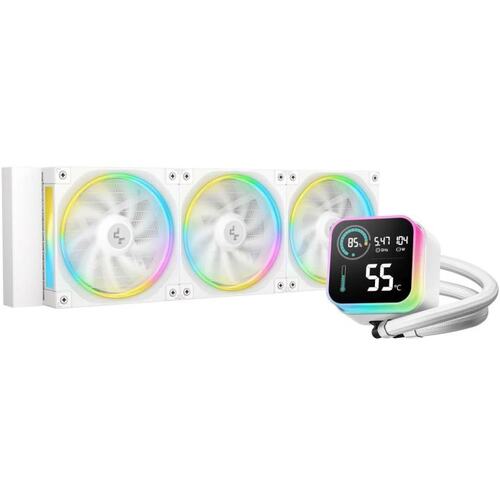 Система водяного охлаждения Deepcool LQ360 Wh ARGB Soc-AM5/AM4/1200/1700/1851 белый 4-pin 32dB Al LCD 350W 1840gr Ret (