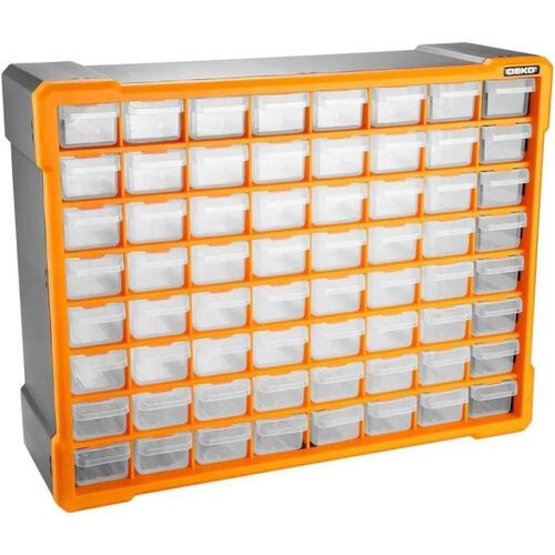 085-3008 Ящик для инструментов Deko Smart box 64 64отд. оранжевый/черный ()