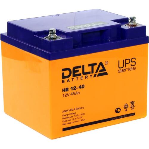 Аккумулятор для ИБП (батарея для UPS) Delta HR 12-40 12В 45 Ач