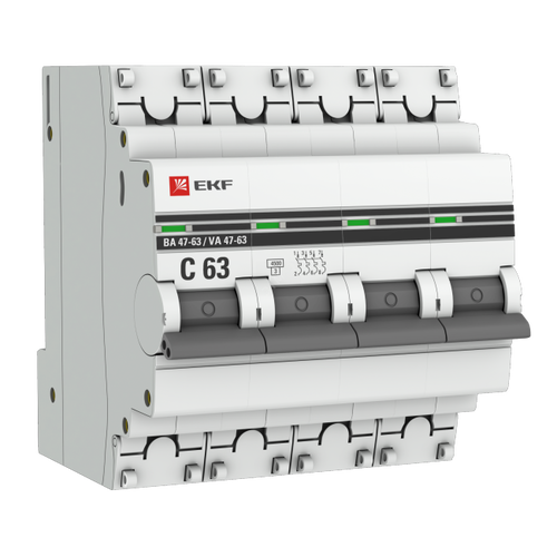 EKF mcb4763-4-63C-pro Выкл. авт четырехполюсный 63А С ВА47-63 4.5кА PROxima (mcb4763-4-63C-pro)
