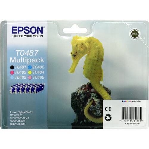 Картридж цветной (или контейнер с цветными чернилами) Epson T0481, T0482 (голубой), T0483 (пурпурный), T0484 (желтый), T0485 (светло-голубой), T0486 (светло-пурпурный), 6 шт.