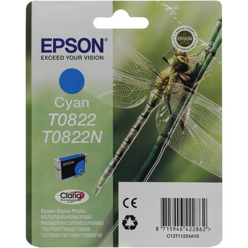 Картридж цветной (или контейнер с цветными чернилами) Epson T0822 (голубой)
